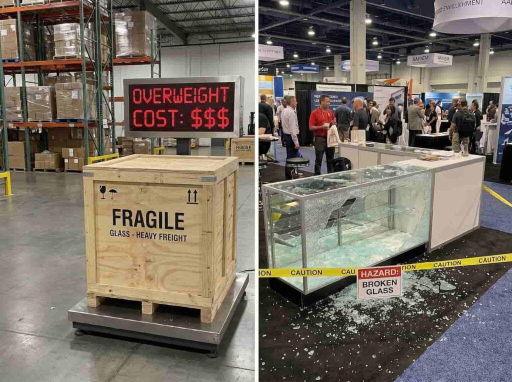 heavy glass and easily damaged