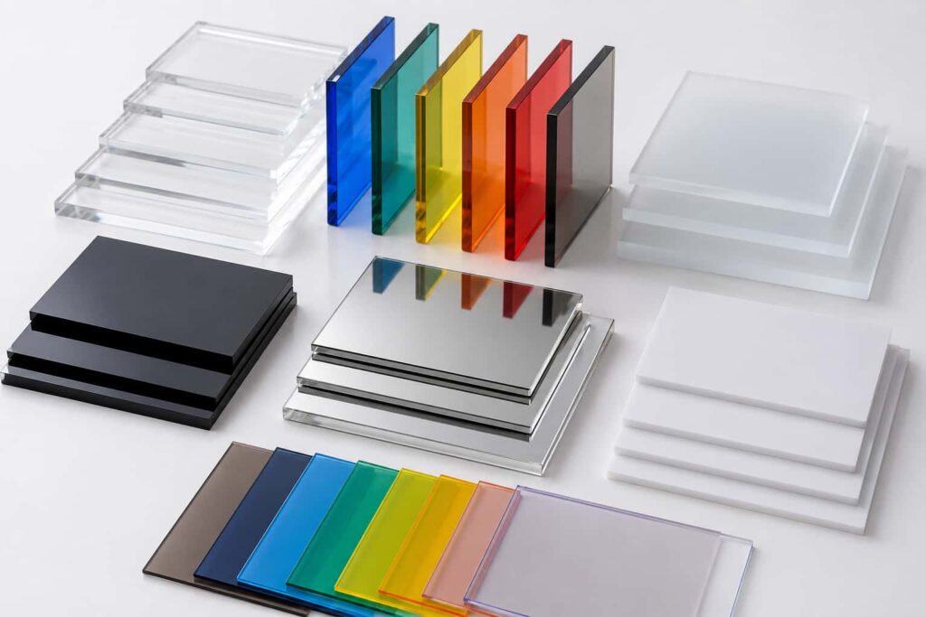 High-quality clear, colored, and tinted acrylic Plexiglass sheets in various thicknesses.