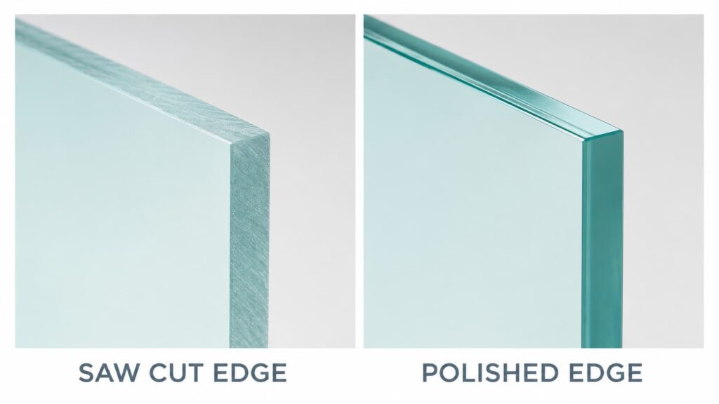 Comparison of acrylic edges before and after polishing