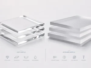 Cast vs extruded acrylic sheets comparison for B2B display manufacturing, signage production, CNC cutting, edge polishing, bending, and custom acrylic fabrication.