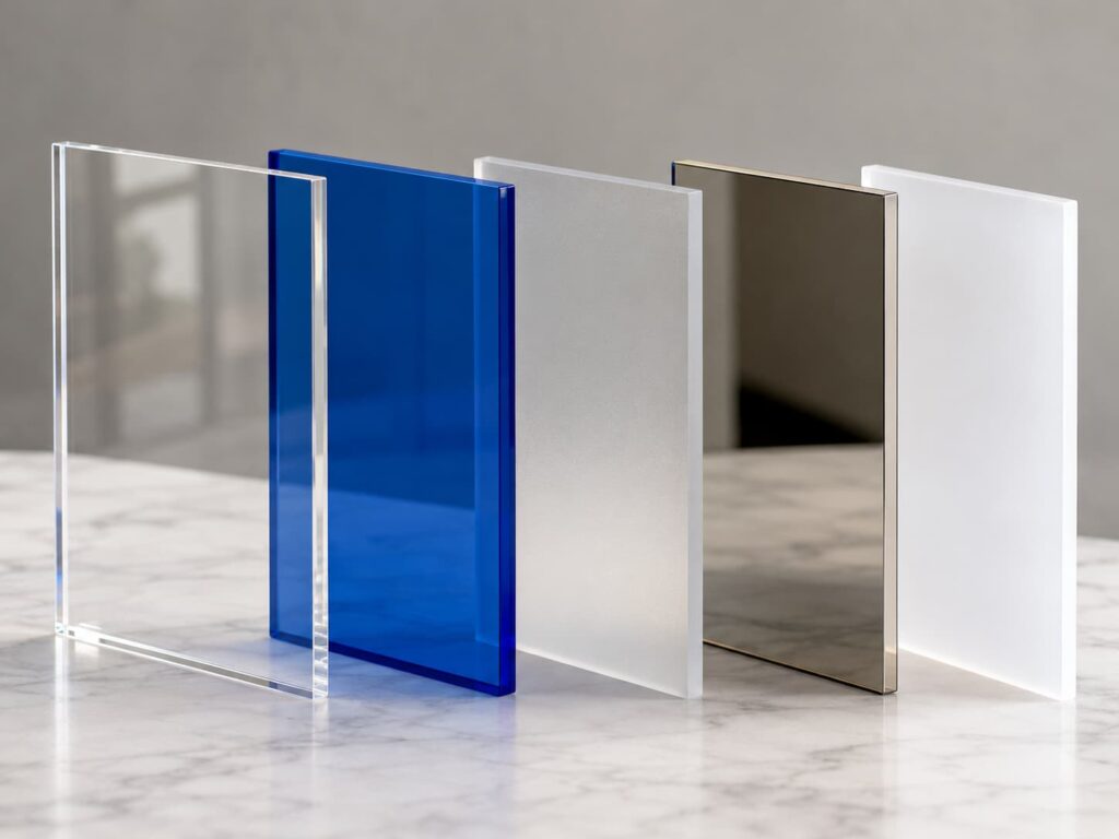 clear colored frosted mirror and translucent acrylic sheets for custom printed display panels