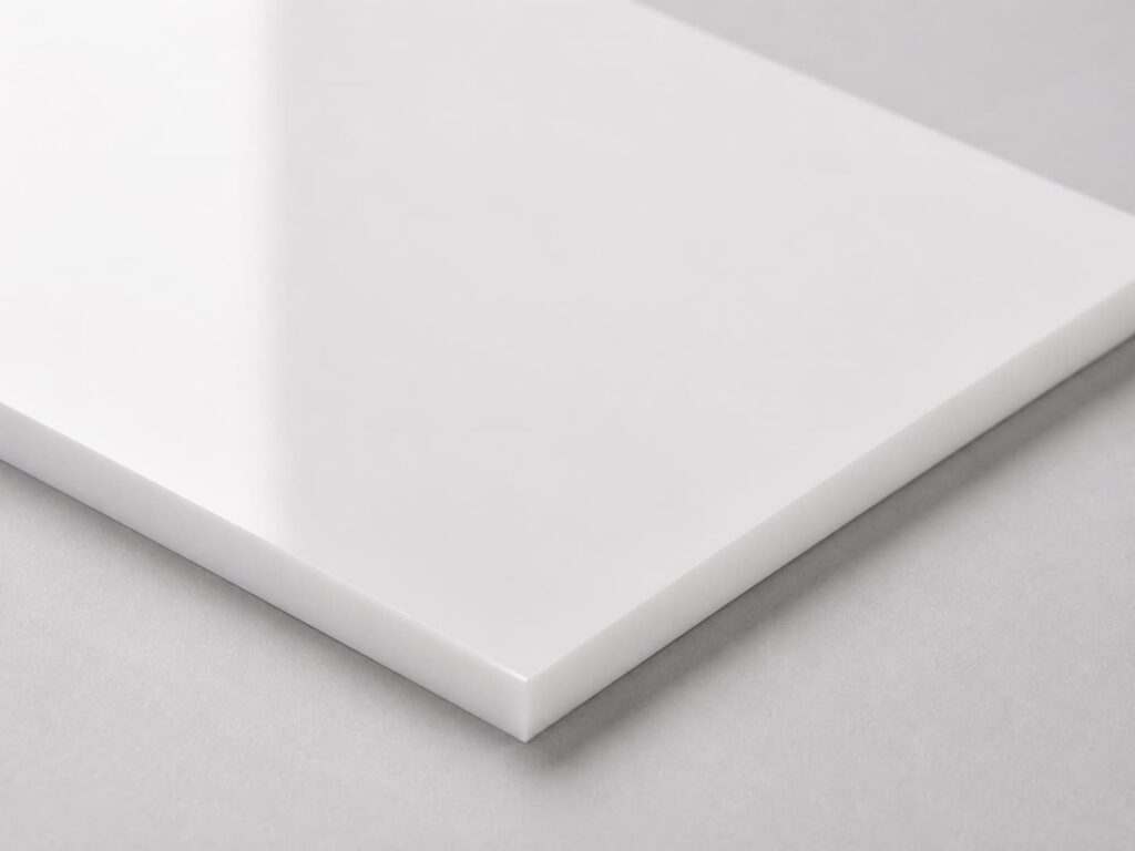 White acrylic sheets with a smooth surface and clean finished edges